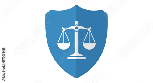 Legal Protection Shield with Justice Scale Symbol Illustration