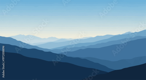 Abstract layered mountain range landscape illustration