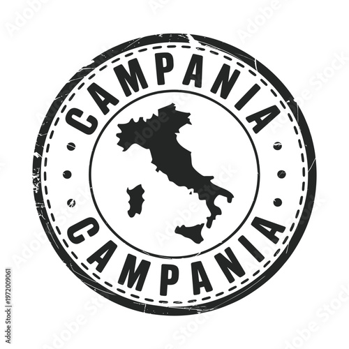 Stamp depicting the region of Campania Italy with its geographical outline