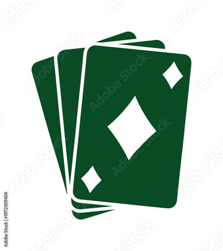 Playing cards vector icon, a stack of green diamond suit cards, casino game and gambling symbol, poker and blackjack graphic resource