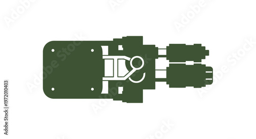 Top-down view of a mechanical device with intricate components.