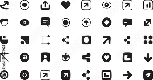 Minimal social media icon pack with interaction and engagement elements