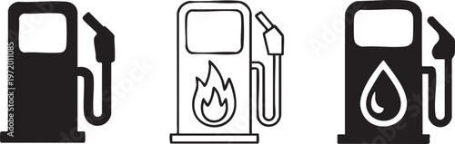 Fuel pump icon set with gasoline and diesel symbols