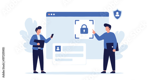 Two Businessmen Discussing Online Data Security and Privacy.