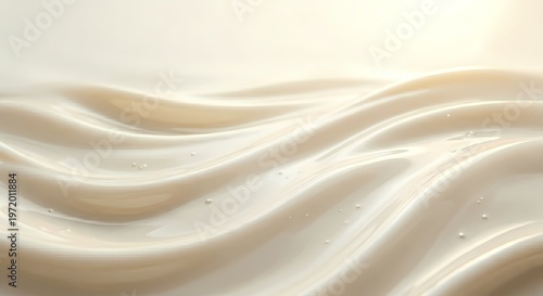 Smooth flowing waves of a creamy substance create an abstract pattern reminiscent of liquid or satin fabric.