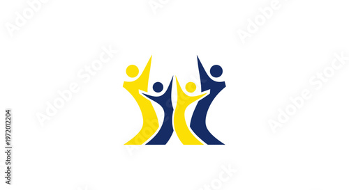 Teamwork and Unity: Abstract Figures Celebrating Together
