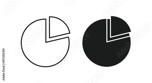 Vector illustration showing two simplified pie charts with a segment detached, representing data analysis concepts.