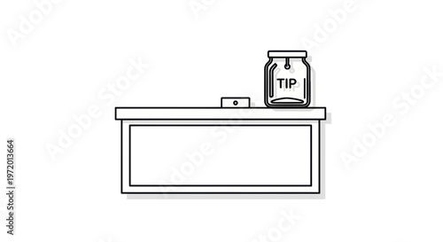 Tip Jar on Counter - Business Service Gratitude Concept