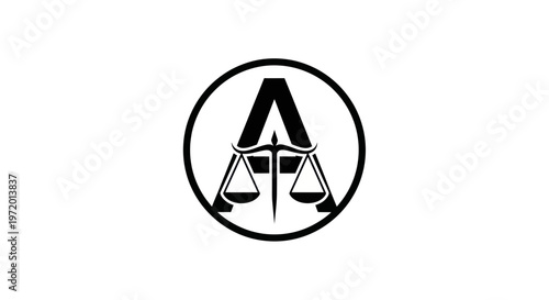 Law Scales Symbol Inside Circle, Justice and Law Concept