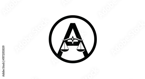 Justice Scales Logo - Law and Order Emblem