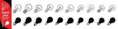 Light bulb icon set. Light bulb, electricity, energy symbol or label. Vector illustration