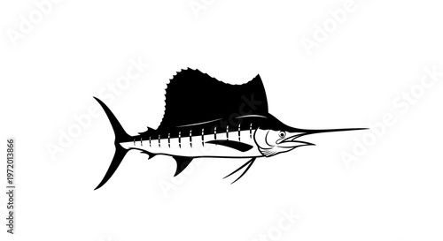 Sailfish Silhouette Illustration - Ocean Predator, Sport Fishing Icon