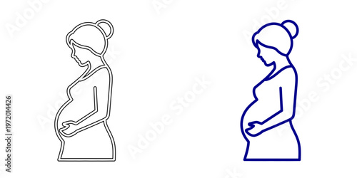 Minimalist Pregnant Woman Icon Holding Belly for Maternity Pregnancy and Motherhood Concepts