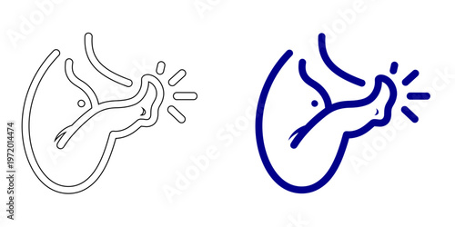 Minimalist Fetal Movement Icon Representing Baby Kick in Womb for Pregnancy and Maternity Concepts