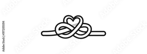 Abstract heart knot line art on black background