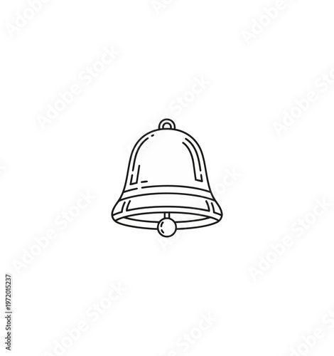 Outline bell illustration on black background for notification alert symbol