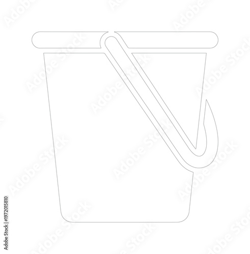 シンプルなバケツのアイコン、ミニマルなデザインの清掃用品イラスト、水や液体を入れる容器、ウェブサイトやアプリのUI/UXデザインに最適なベクター素材