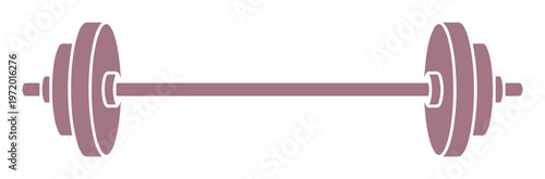 シンプルなバーベルのベクターイラスト、フィットネスと筋力トレーニングの象徴的なアイコン、健康的なライフスタイルと運動のコンセプトデザイン、スポーツジムやワークアウト関連のプロジェクトに最適なグラフィック素材