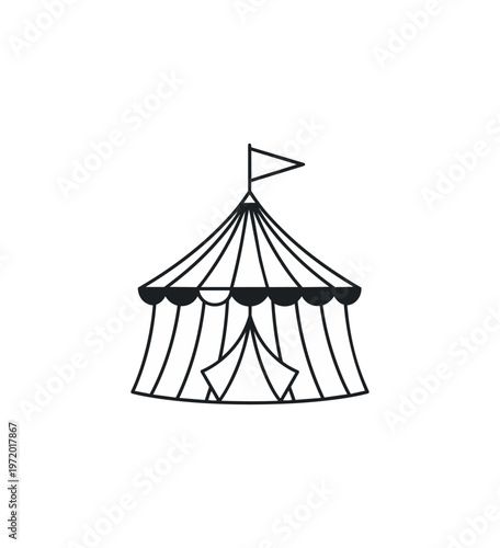Circus tent icon illustration against black background