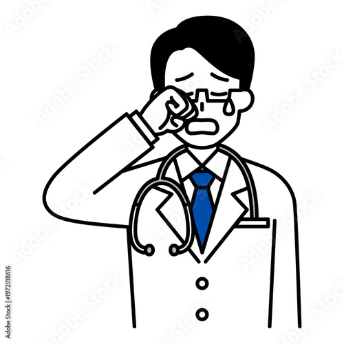 泣く医師の男性