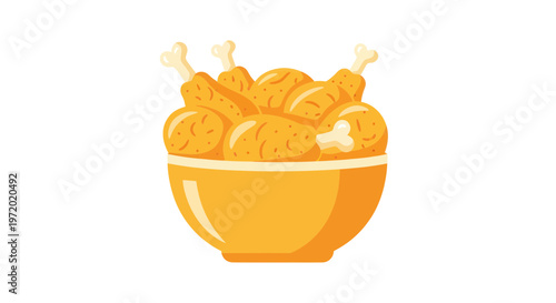 Crispy Fried Chicken Drumsticks in a Bowl, Delicious Fast Food Meal