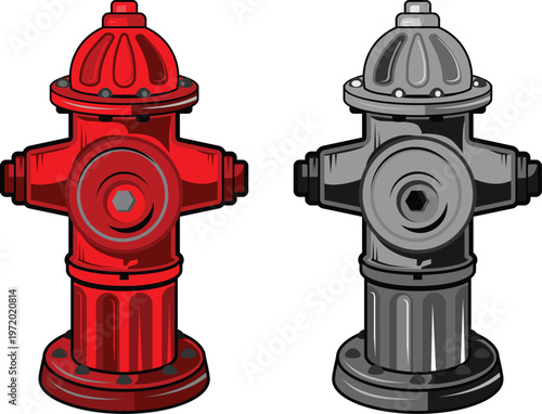 red and grey hydrant vector illustration clipart cartoon of fire fighter danger element