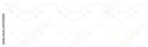 Minimalist bat outline icons set, simple flying bat vector illustrations, thin line halloween bat silhouettes for web and print design