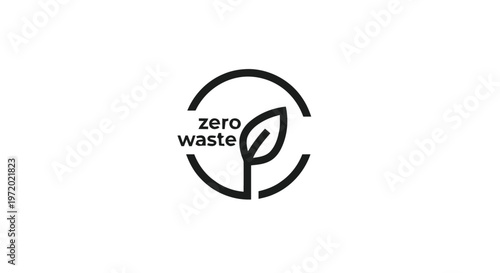 Zero Waste Symbol with Leaf in a Circular Design.