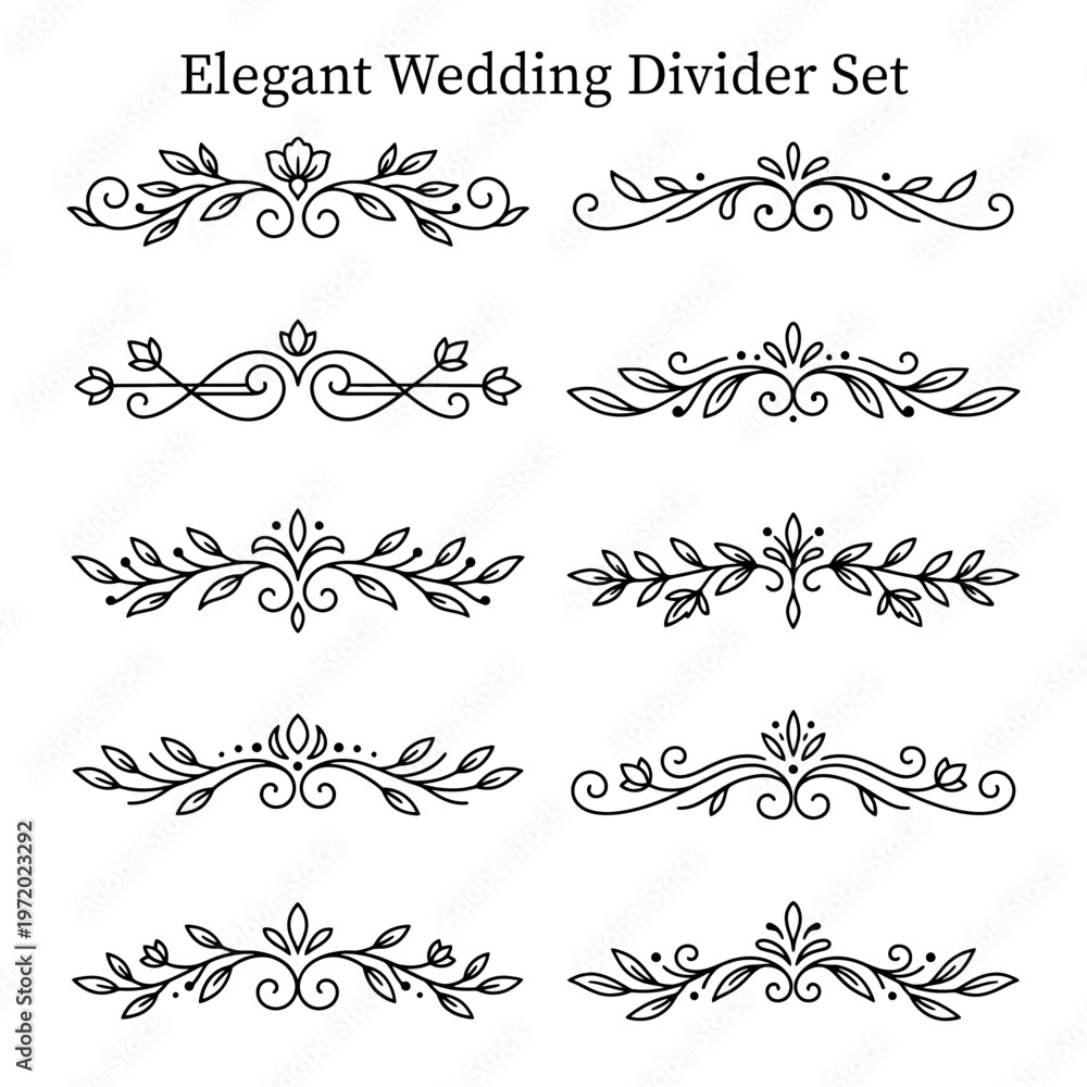 Fototapeta premium elegant wedding dividers floral ornaments seamless border vector illustration