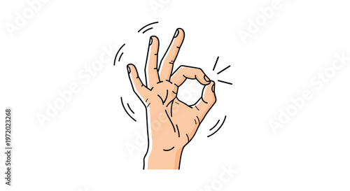 Hand gesture showing the okay sign with fingers forming a circle against a plain white background for communication.