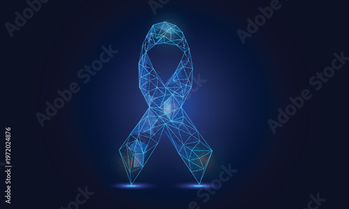 LowPoly Ribbon awareness campaign medical technology concept vector template