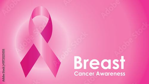 Breast cancer awareness pink ribbon illustration vector template