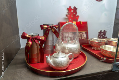 Chinese traditional wedding treasure of Tujia and Miao ethnic group in Xiangxi, China, made from silver.