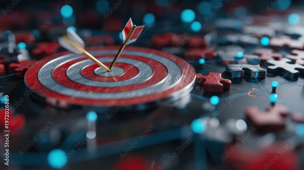 Fototapeta premium Arrow hitting target on a transparent background
