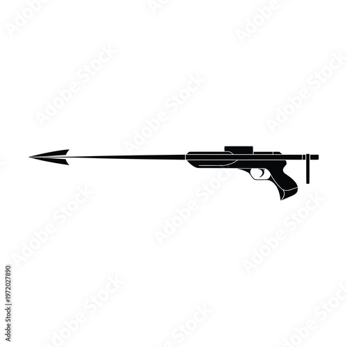 A black silhouette of a harpoon gun with a pointed spear