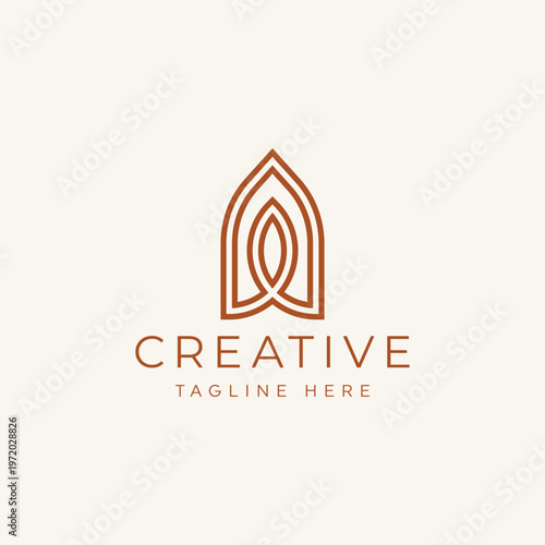 Mihrab niche arch door logo vector icon illustration