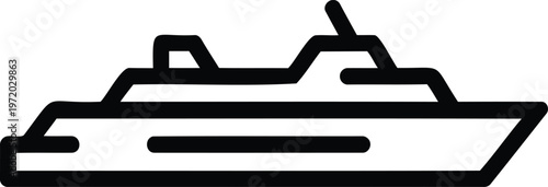 Simple outline icon of a modern yacht or cruise ship vessel