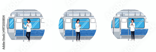 image of woman riding a train