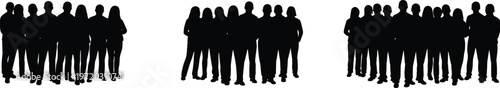 Crowd of people silhouettes vector collection featuring groups standing together, social gathering concept isolated for community and event design