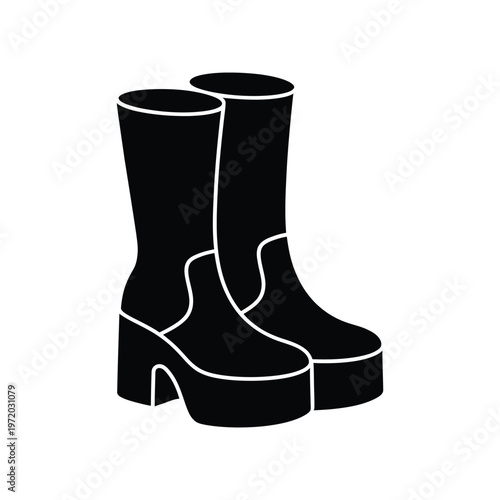 Black silhouette of a pair of platform boots on a white background