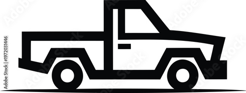 Simple outline icon of a pickup truck side profile with utility vehicle