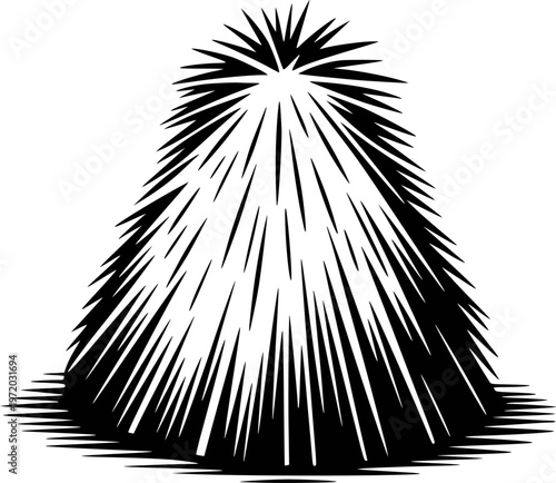 Stylized Black Silhouette of a Haystack with Sharp Rays White Background straw agriculture