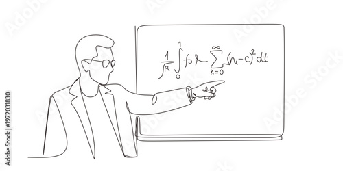 continuous single line drawing of lecturer pointing at whiteboard  line art vector illustrationcontinuous single line drawing of lecturer pointing at whiteboard  line art vector illustration