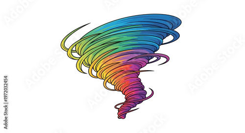 Vibrant Rainbow Tornado Illustration with Swirling Colors
