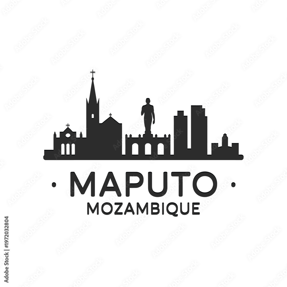 Fototapeta premium Maputo skyline silhouette with text mozambique s capital city