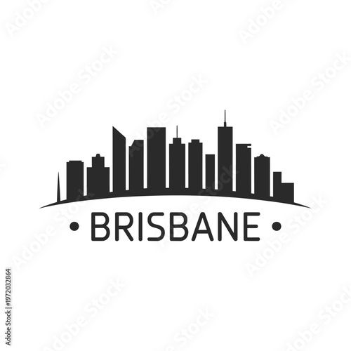 Brisbane skyline silhouette with city name displayed below the horizon