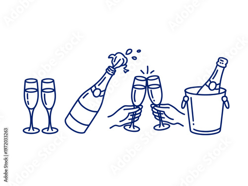 Champagne Bottles And Glasses For Celebration Party Concepts