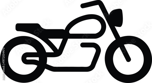 Solid black classic motorcycle icon silhouette graphic with a simple