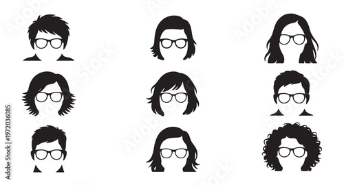 Modern diverse avatars with glasses vector collection personal profile icons.