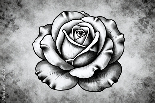 A drawing of a rose on a grunge background
